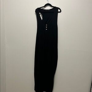 Amazon Black Maxi Dress with Button Detail